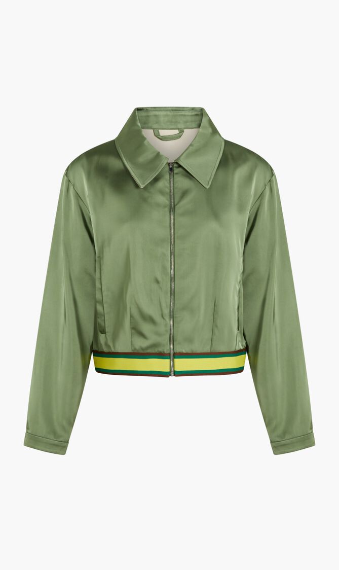 TORY SPORT CROPPED SATIN CLUB JACKET