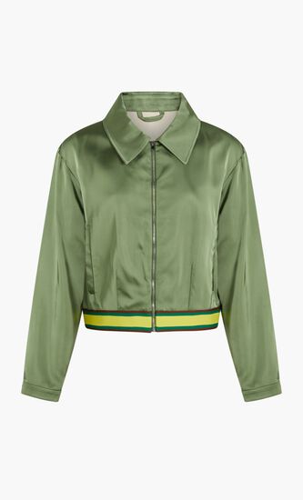 TORY SPORT CROPPED SATIN CLUB JACKET