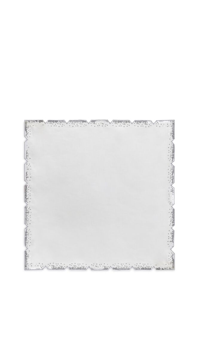 Louxor Napkin in White & Silver