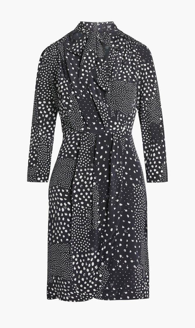 Multi Colored Polka Dot Silk Wrap Dress