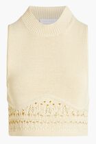 CLARITA MACRAME MIXED STITCH MOCK NECK CROPPED TANK