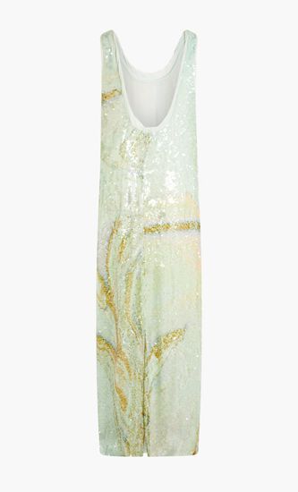 SERENE MARBLE PRINTED SEQUINS TANK DRESS