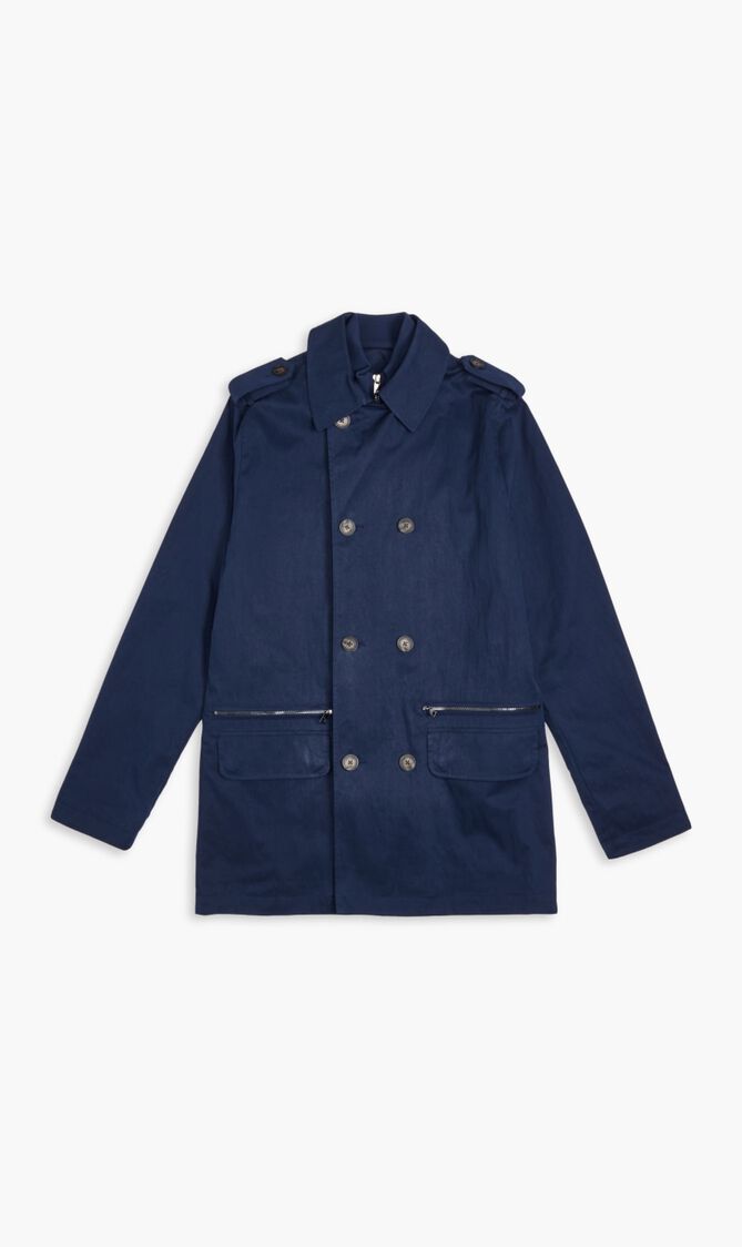 Cotton Blend Twill Peacoat