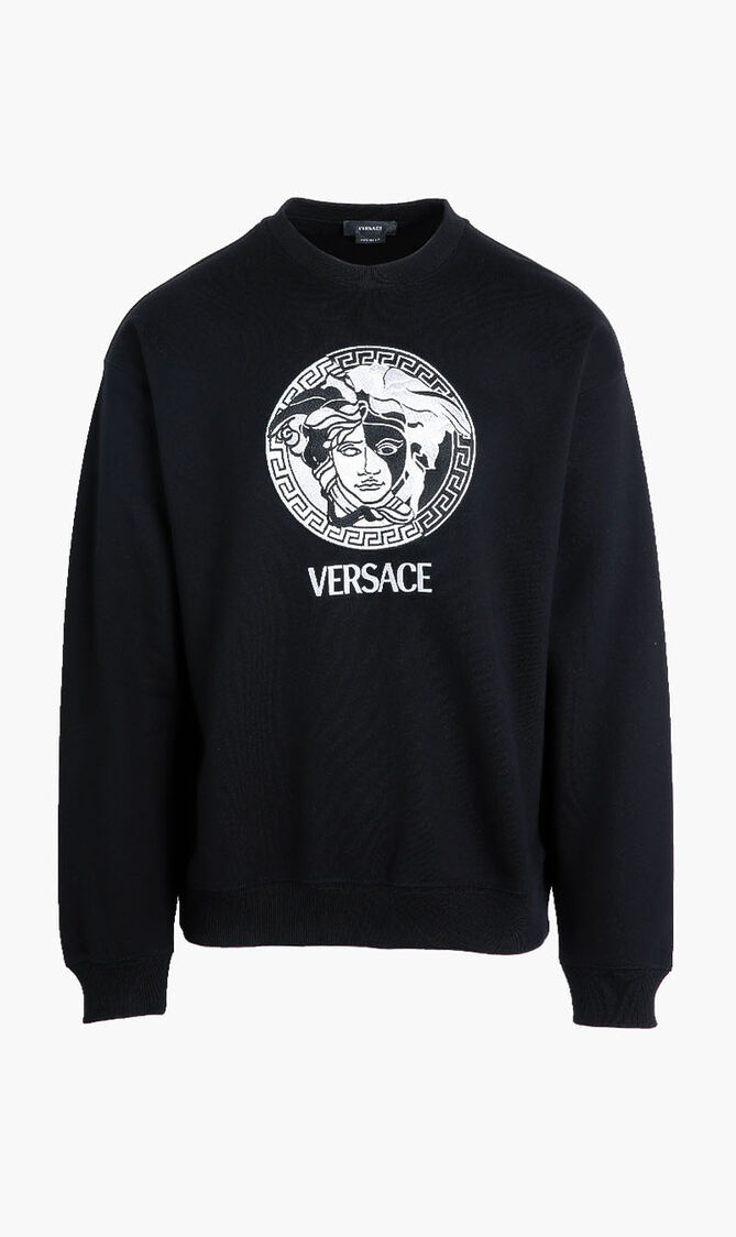 SWEATSHIRT TESSUTO FELPA GARZATA CON RICAMO MEDUSA A TRE FILI