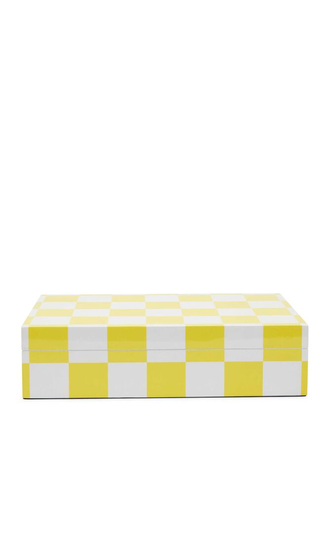 JNR LACQUER CHECKERBOARD BOX - LARGE - YELLOWWHITE