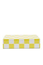 JNR LACQUER CHECKERBOARD BOX - LARGE - YELLOWWHITE