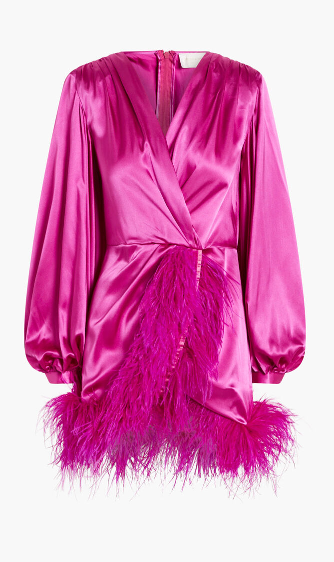 Farah Mini Fuchsia Feather Dress