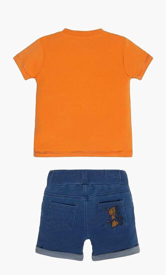 Knit Denim Shorts and T-shirt Set