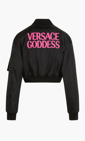 BLOUSON CROPPED BOMBER SOLID BLK VERSACE GODDESS