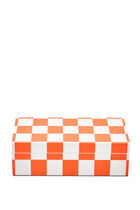 JNR LACQUER CHECKERBOARD BOX - SMALL - ORANGEWHITE