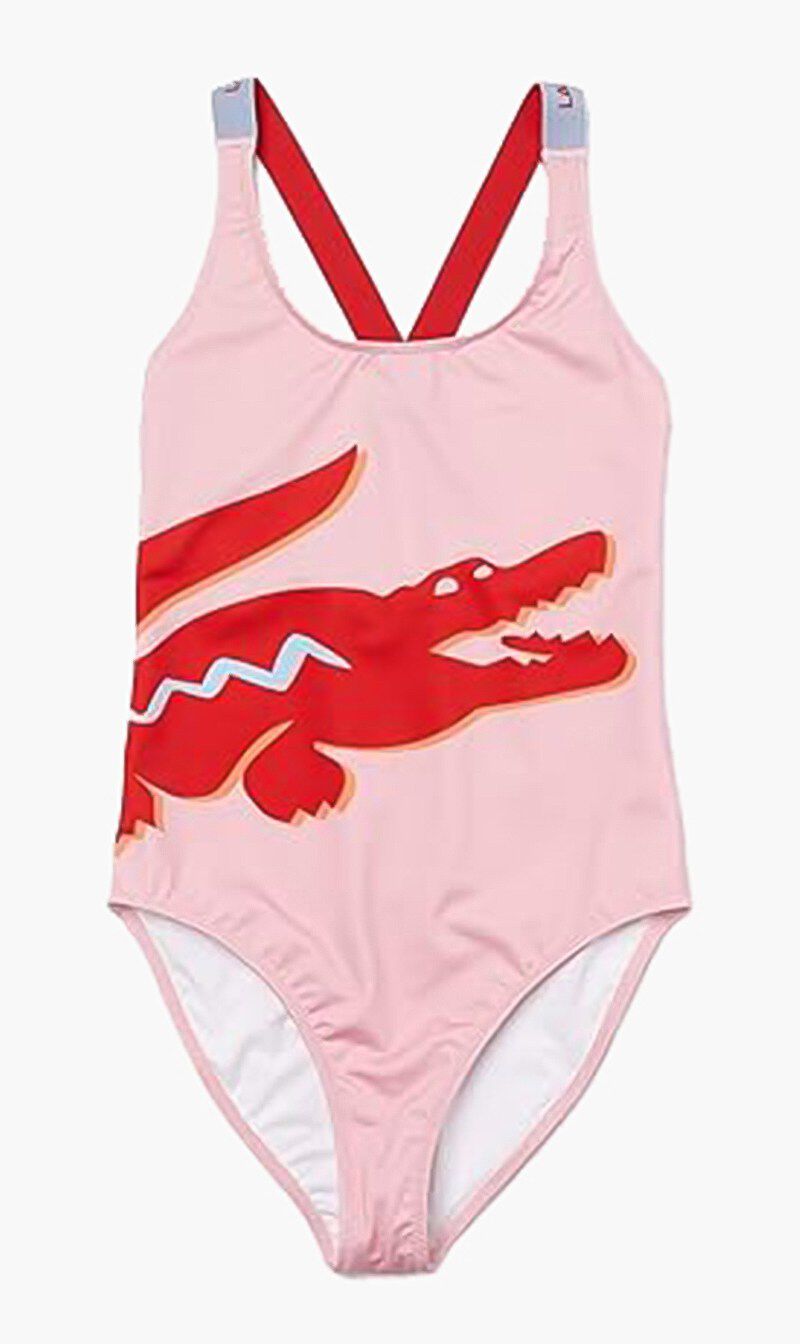 Buy LACOSTE Crocodile Print And Criss crossed Straps Swimsuit for