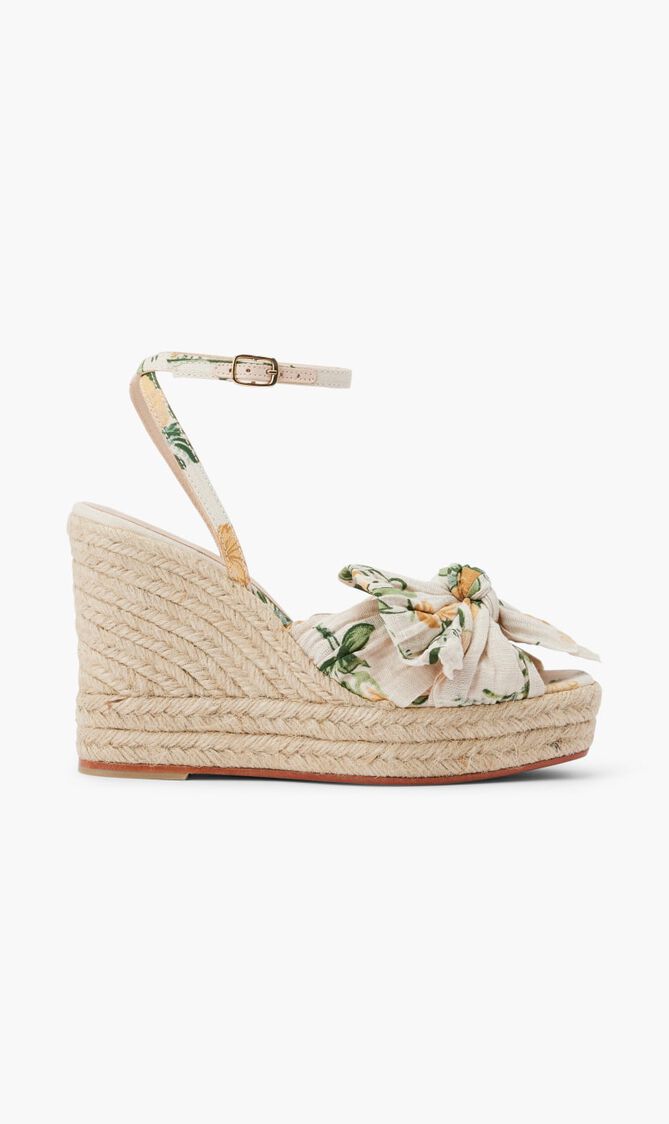 Pleated Knot Wedge Espadrille