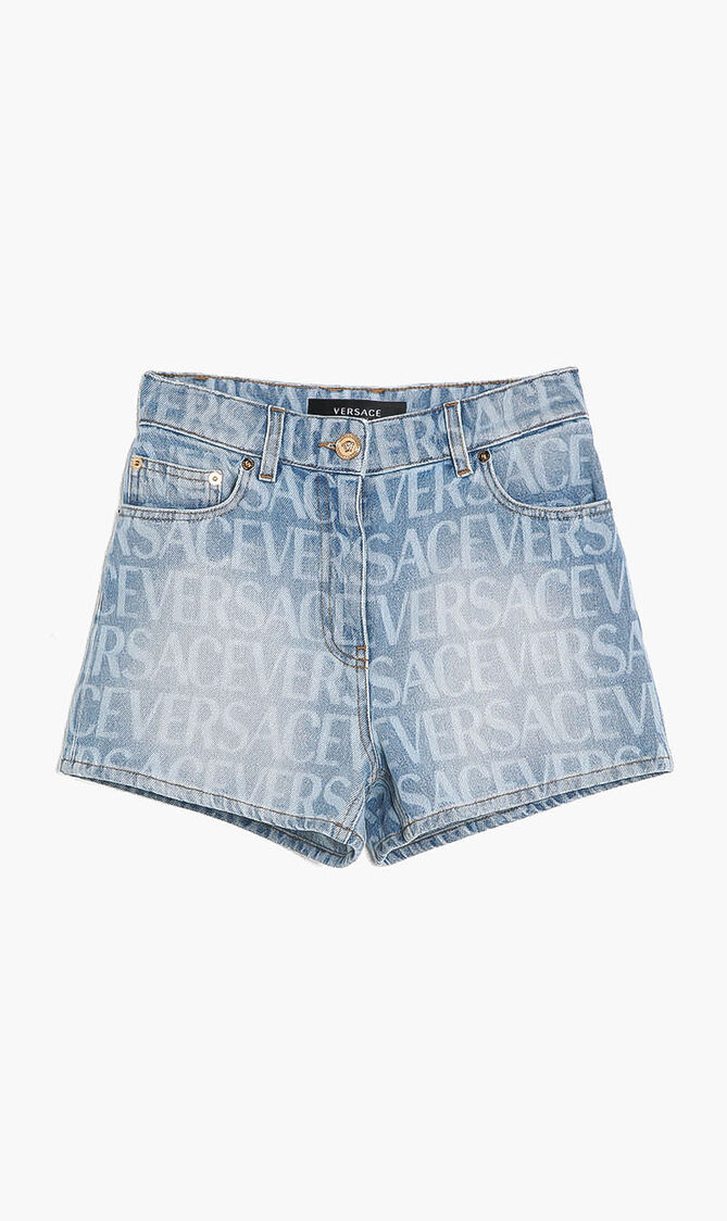 SHORT DENIM AO LASER VERSACE LOGO