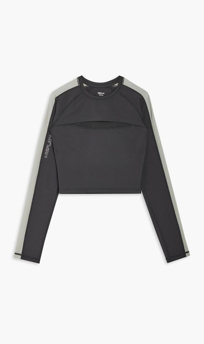 W LS SHINY CROP TOP 20175808 BLACKSILVER 91