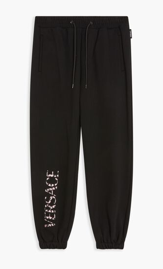 SWEATPANT COTTON SWEAT FABRIC WITH VERSACE CUT OUT MONOGRAM EMBROIDERY