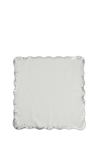 Sequin Spray Napkin in White & Silver