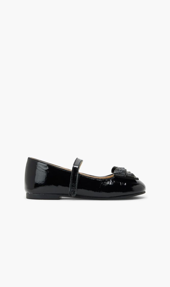 Crystal Bow Embellished Patent Leather Sing