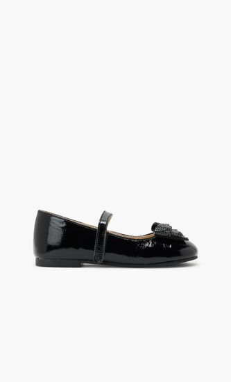 Crystal Bow Embellished Patent Leather Sing