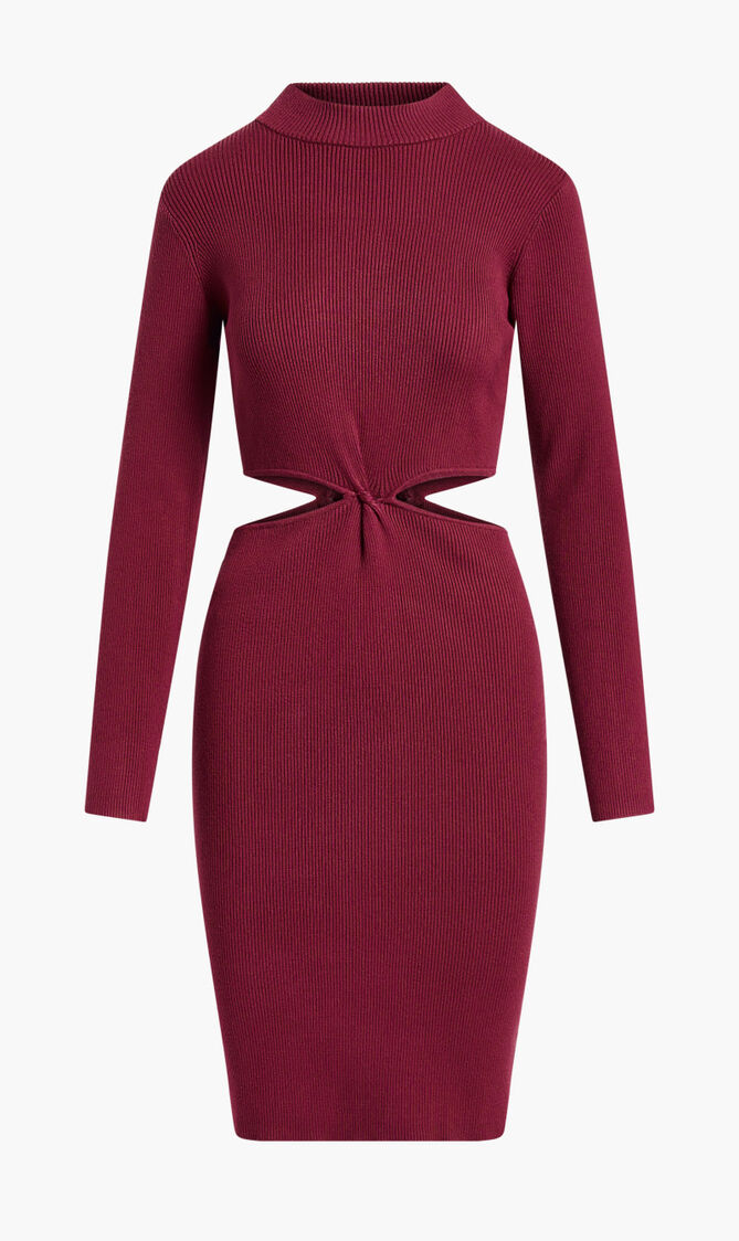 Long Sleeve Twisted Jamia Midi Rib Dress