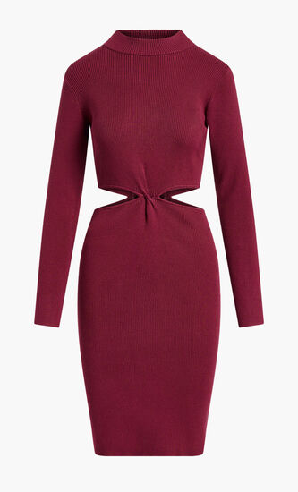 Long Sleeve Twisted Jamia Midi Rib Dress