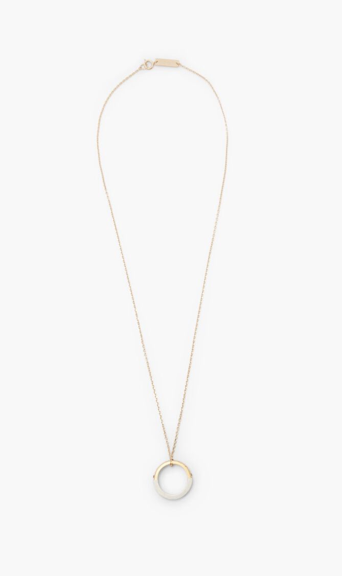 Mm Necklace Yellow Gold Burattato + Palladio Burattato + Grey