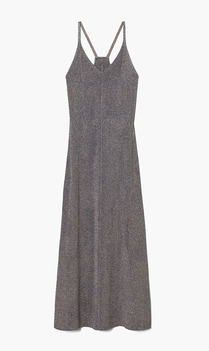 Metallic Knitted Slip Dress