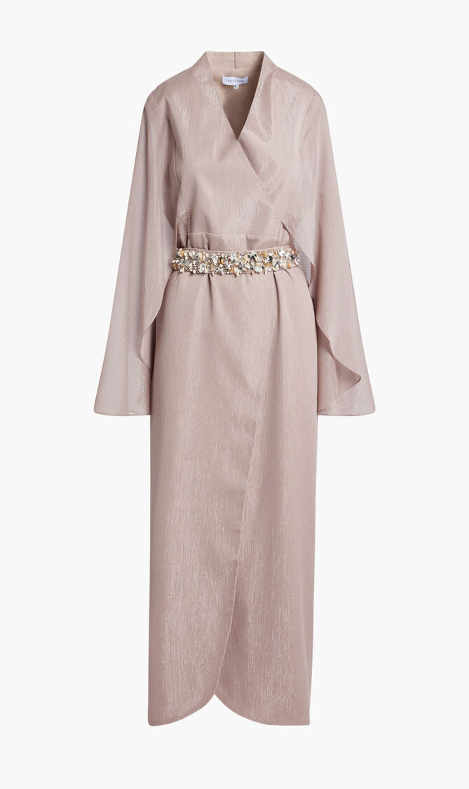 TULIP KAFTAN WITH CAPE SLEEVES AND EMBELLISHED SEPARATE BELT