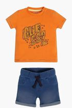 Knit Denim Shorts and T-shirt Set