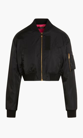 BLOUSON CROPPED BOMBER SOLID BLK VERSACE GODDESS