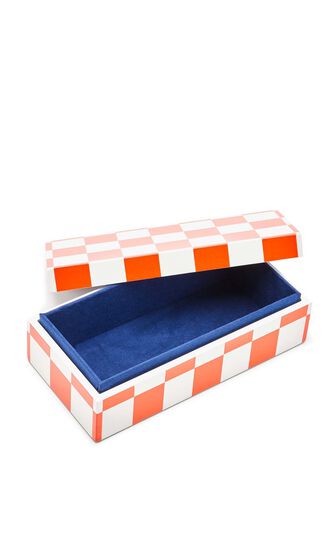 JNR LACQUER CHECKERBOARD BOX - SMALL - ORANGEWHITE
