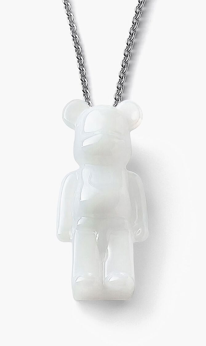 Bac Bearbrick Long Necklace Silver White Crystal