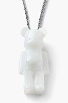 Bac Bearbrick Long Necklace Silver White Crystal