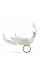 Frost Bird Napkin Ring in White & Silver