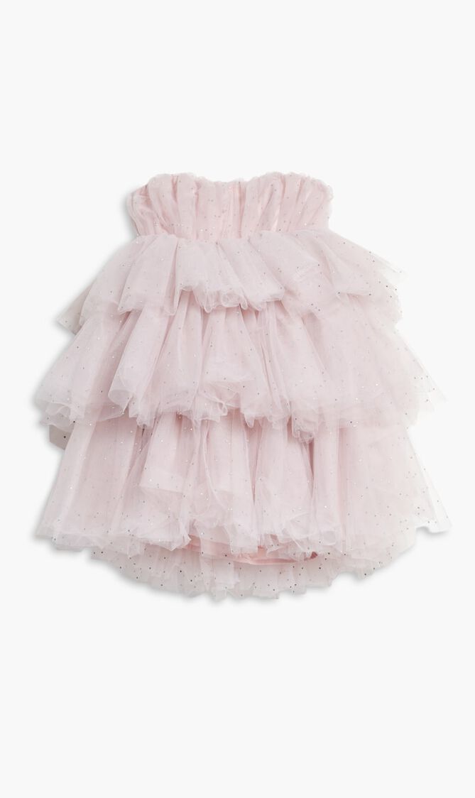 CRYSTAL TULLIE RUFFLE DRESS