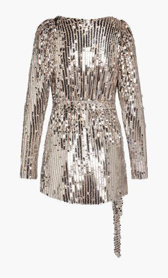 SEQUIN MIDI WRAP DRESS