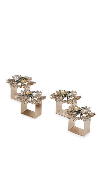 Bijoux Napkin Ring in Champagne & Crystal, Set of 4