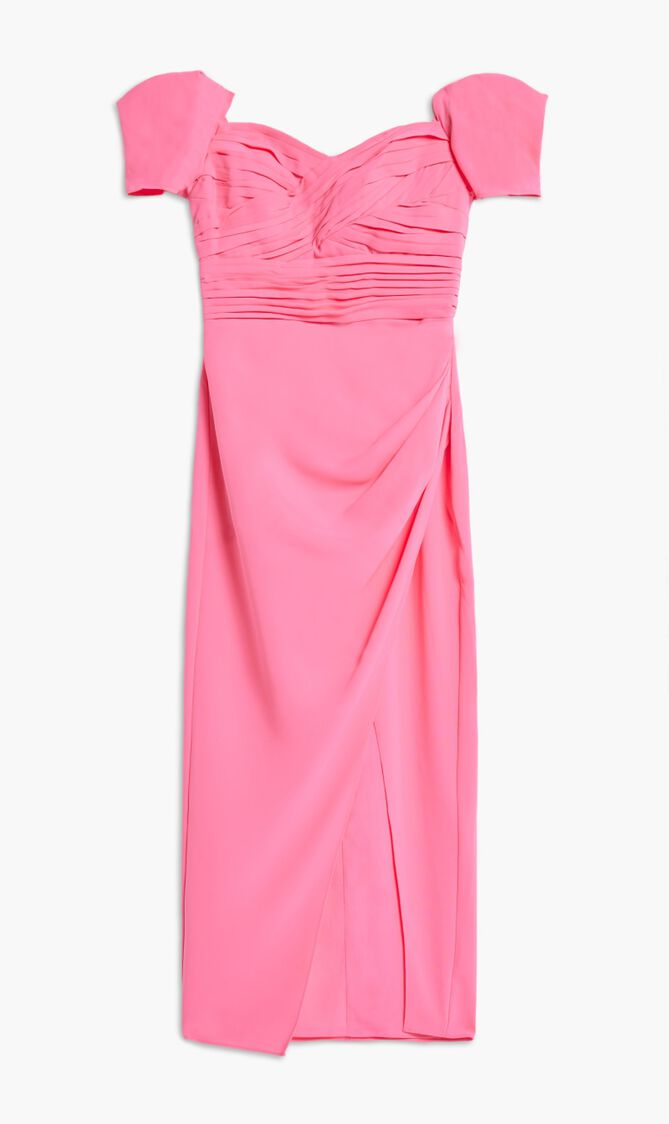 BRIGHT PINK IRIS MIDI DRESS