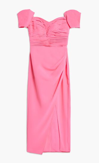 BRIGHT PINK IRIS MIDI DRESS