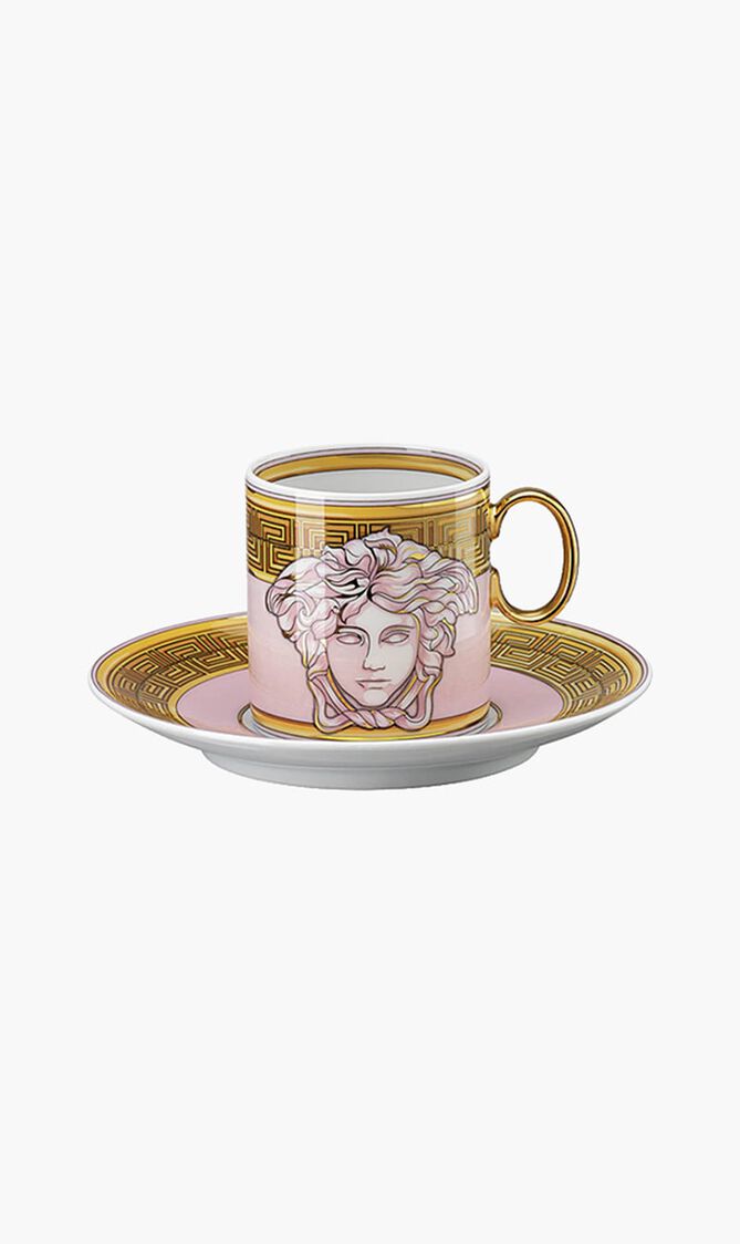 Pink Coin Espresso Cup & Saucer