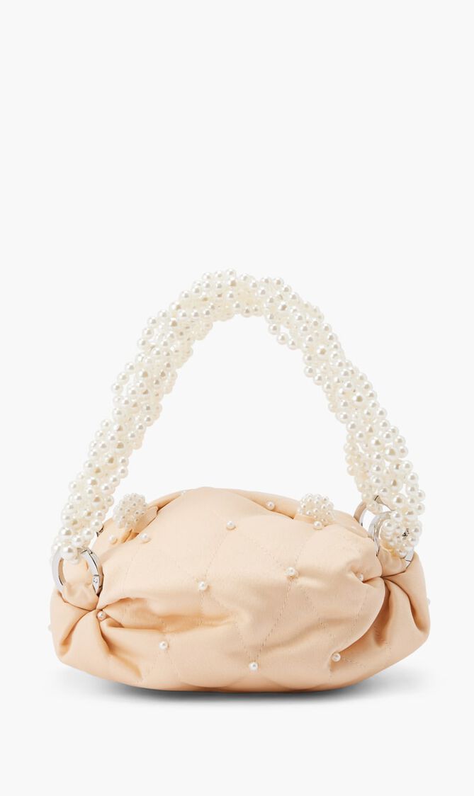 CREAM PEARL-EMBELLISHED TINY NINO TOTE