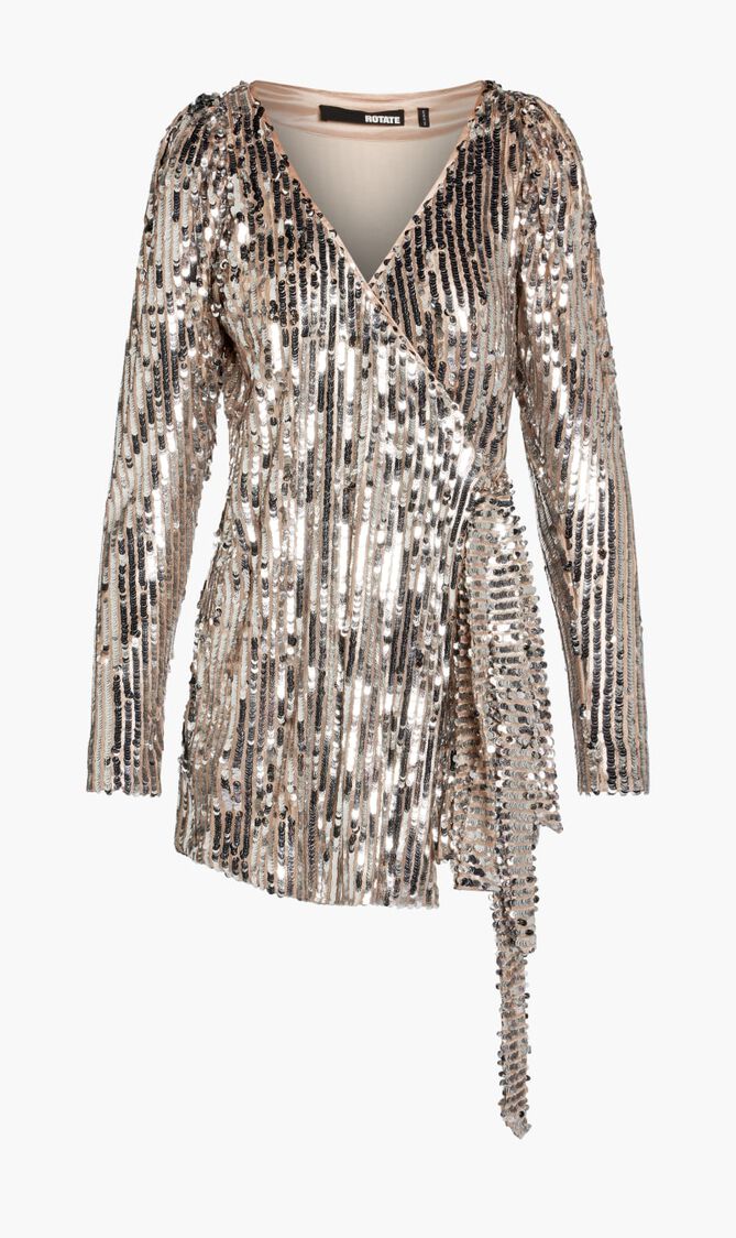 SEQUIN MIDI WRAP DRESS