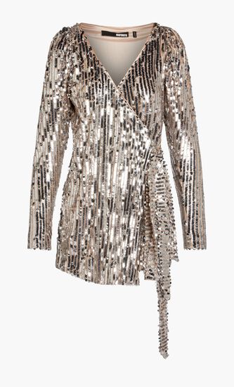 SEQUIN MIDI WRAP DRESS