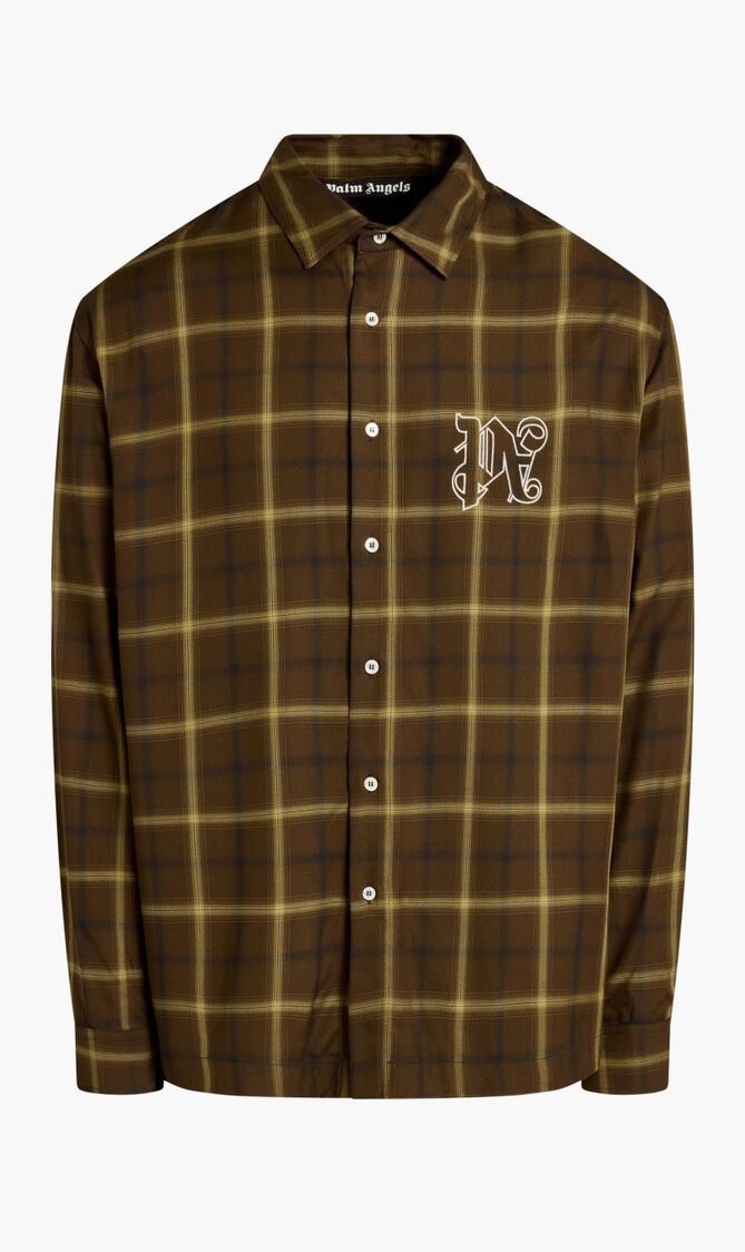 PA MONOGRAM SHIRT LS BROWN OFF WHITE