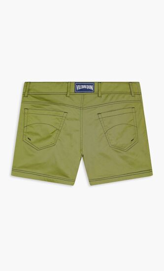 Flat Belt Solid Swim Shorts