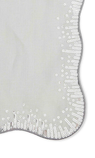 Sequin Spray Napkin in White & Silver