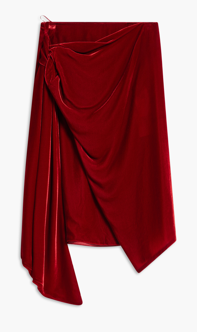 

Stella Mc Cartney Red Knotted Velvet Skirt for Women | The Deal Outlet