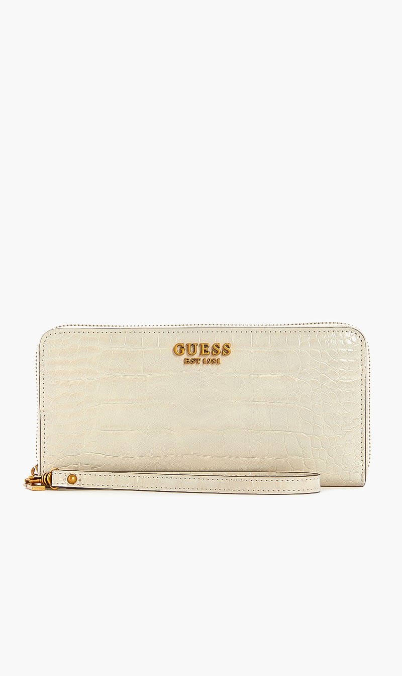 

Guess White Laurel Textured Large Wallet for Women | The Deal Outlet