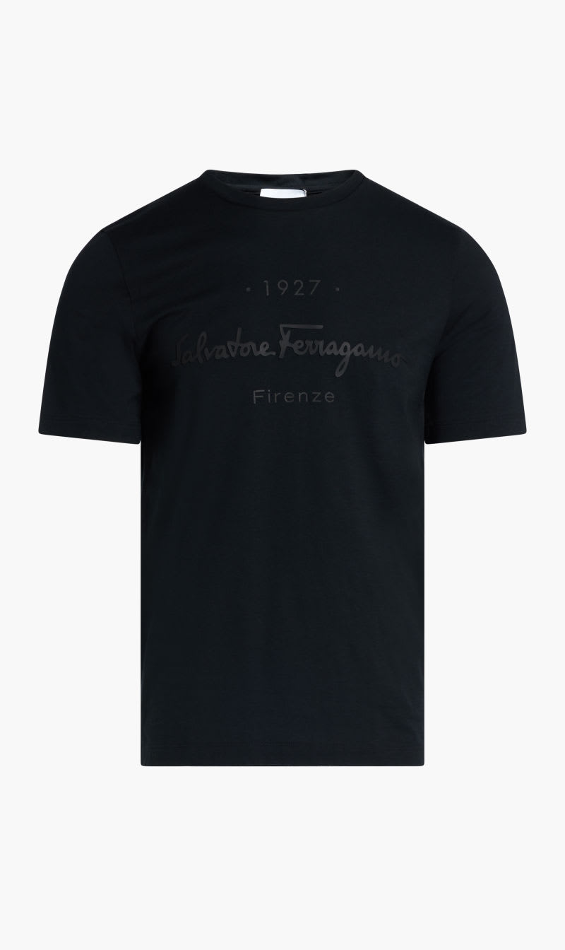 

Salvatore Ferragamo Black 1927 Logo Short Sleeves Tee-shrit for Men | The Deal Outlet