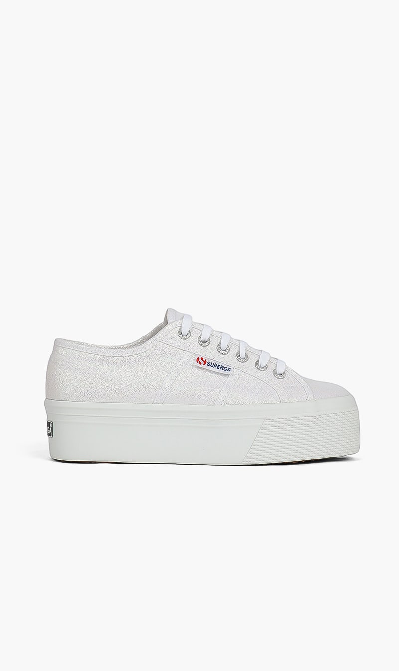 

Shimmering Lace Up Sneakers, White