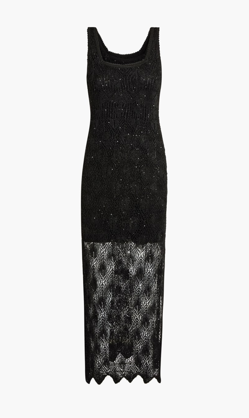 

Guess Black Sleeveless Square Neck Liza Dress for Women | The Deal Outlet